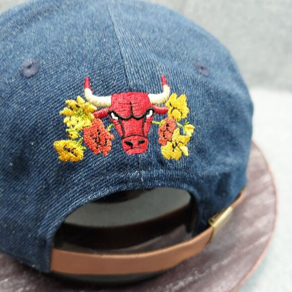 Chicago Bulls  Melonwear  BMO Floral Embroidered Denim Snapback Cap With Tan Bri - Picture 5 of 11